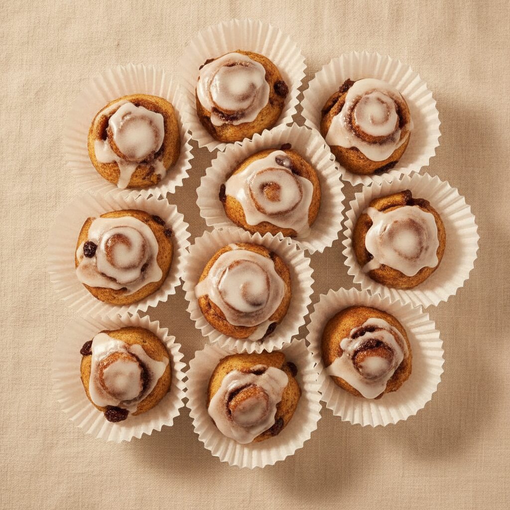 Gluten-free and vegan Cinnabomb roll on linen, a Sweet Enchantments specialty